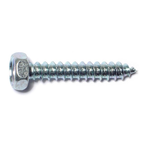 Midwest Fastener Sheet Metal Screw, #14 x 1-1/2 in, Zinc Plated Steel Flange Hex Head Slotted Drive, 12 PK 61354 - main